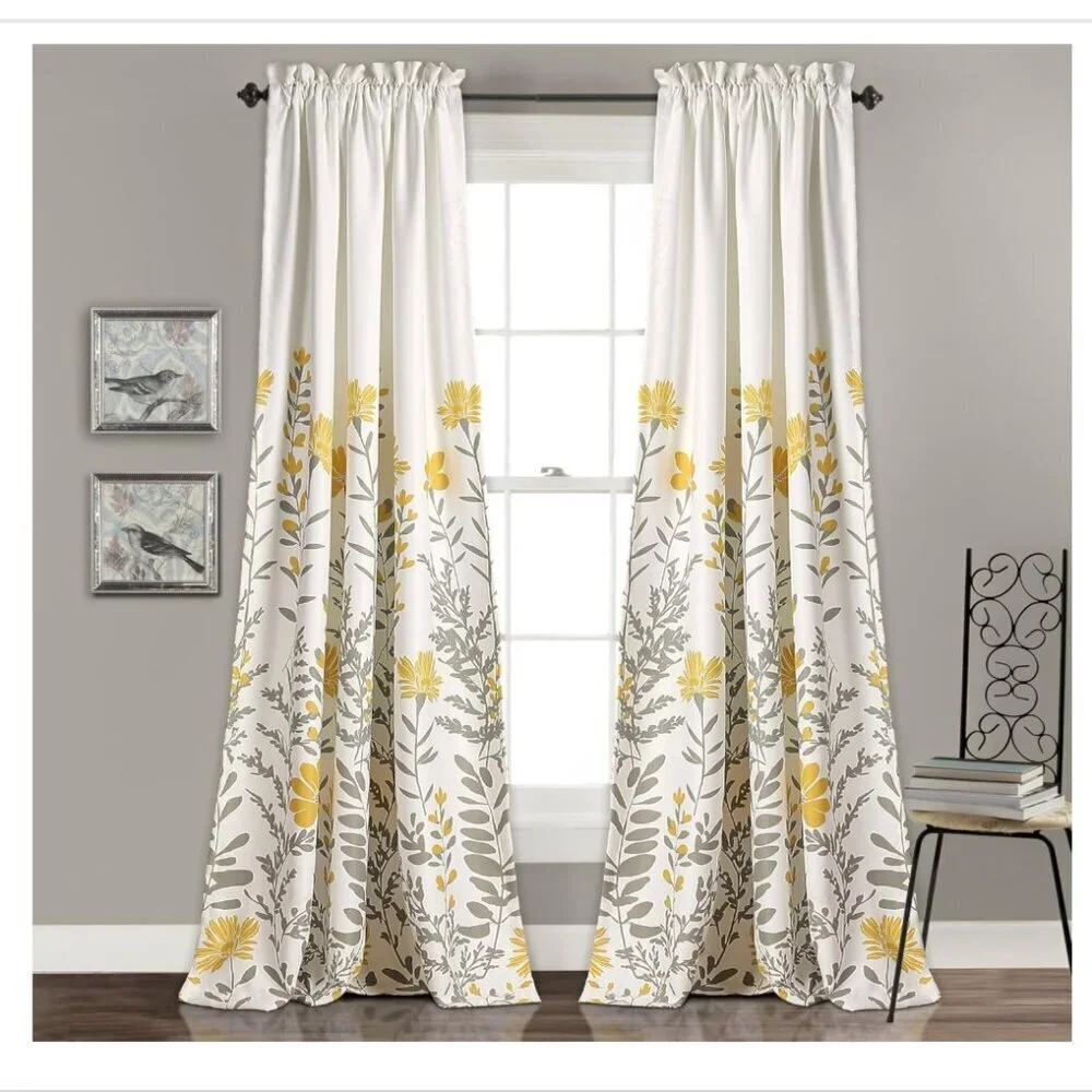 Lush Decor Half Moon Aprile Yellow Insulated Window Two Curtain Panels 52